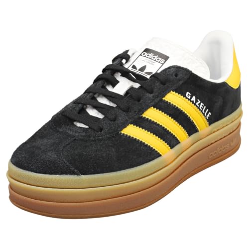 adidas Women's Gazelle Bold Shoes Sneaker, Core Black/Bold Gold/Cloud White, Size 10