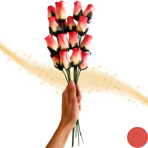 NARAMAKI® Idee cadeau Naramaki Bouquet fleurs Bois - 16 pièces Boutons en bois Jambes Longues - Emballage comme par le floriste (saumon) Cover