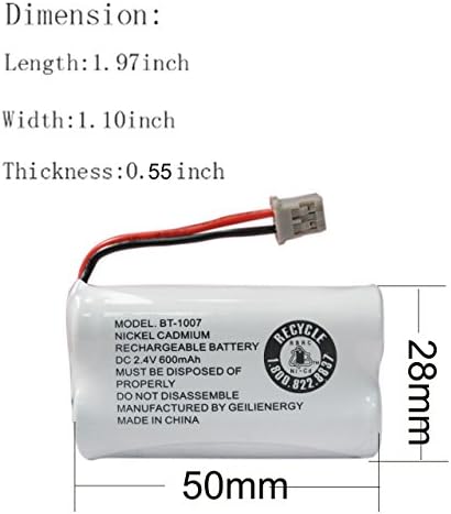GEILIENERGY BT1007 BT-1007 BBTY0651101 Battery Compatible with Uniden BT904 BT-904 BT1015 BBTY0460001 BBTY0510001 BBTY0624001 BBTY0700001 HHR-P506, HHR-P506A Cordless Phone(2-Pack - 2