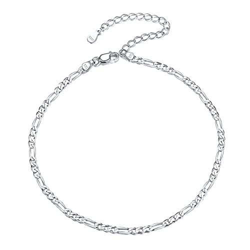 Chicsilver 2.8Mm Figaro Chain Anklet 925 Sterling Silver Ankle Bracelets For Women Men Simple Dainty Boho Beach Barefoot Jewelry #TOP4