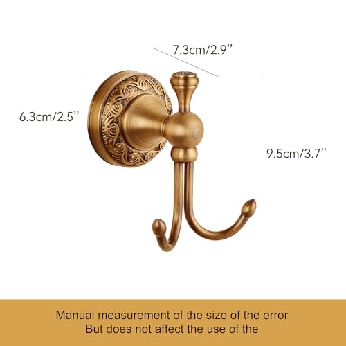 Image of Wall Mounted Bathroom Robe Hook, Towel Hanger Antique Brass Pattern Carving,Brushed Bronze