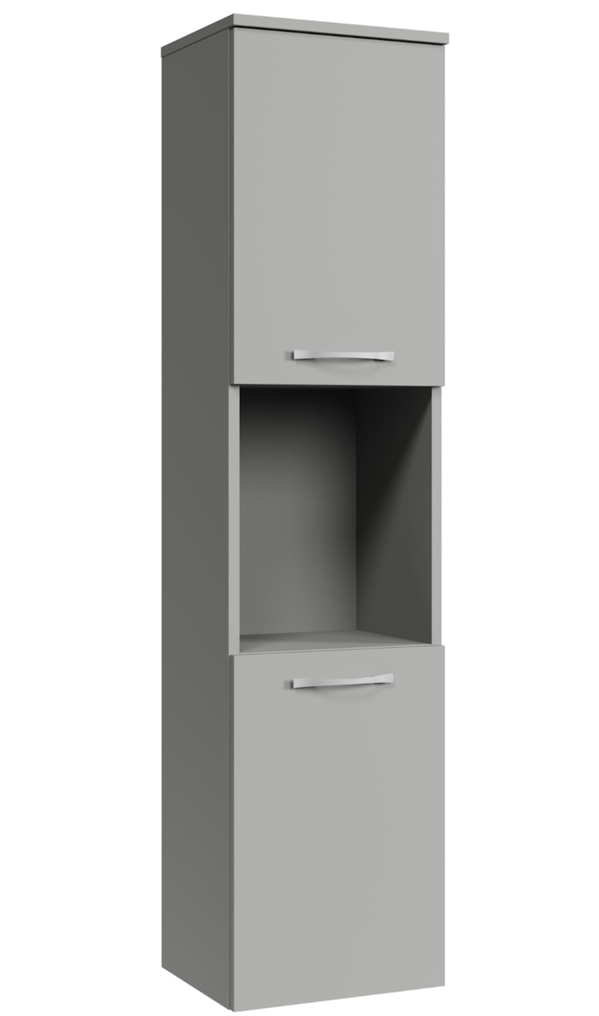 Badplaats B.V. Mueble de baño Montreal 30 x 30 x 131 cm – Gris Mate – Mueble de Pared con 2 Puertas