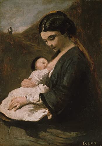 Toile Mère et enfant Corot 58x90 cm impression haut de gamme