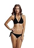 zeraca Women's 2 Piece Tie Side Bottom Triangle Bikini Swimsuit (M10, Black)