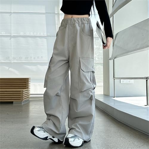Baggy Cargo Pants for Girls Straight Elastic High Waist Wide Leg Sweatpants with Pockets Teens Fall Trendy Pants4