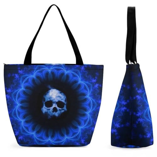 Sac de shopping crâne gothique en grand format rigide pour femme