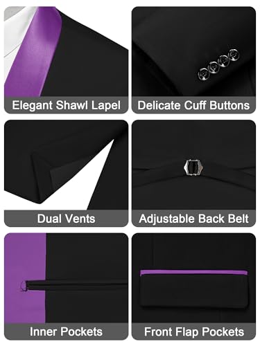 MAGE MALE Men's Slim Fit 3 Piece Suit Solid Shawl Lapel Blazer Jacket Vest Pants Set for Dinner Party Formal Wedding Prom3