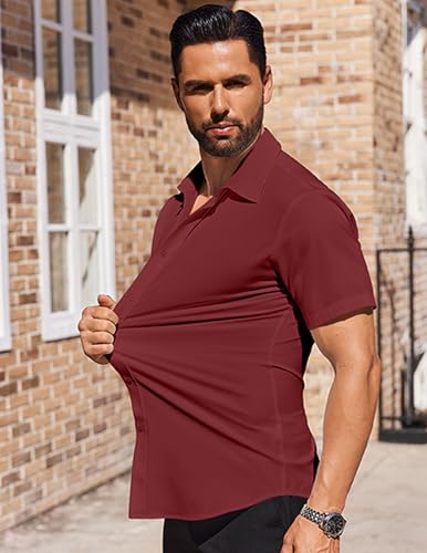 COOFANDY Mens Short Sleeve Dress Shirts Stretch Wrinkle Free Button Down Shirt Casual Summer Top2