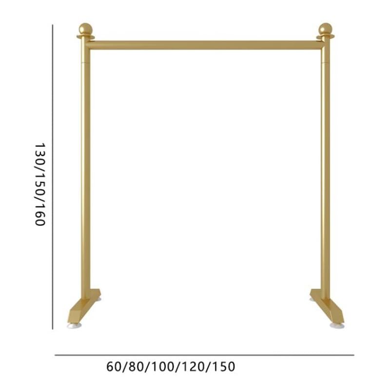 Kleiderständer aus Metall mit Rollen, Industriestil, C-förmig, ideal für Zuhause, Schlafzimmer und Bekleidungsgeschäfte. Goldfarben. Freistehender C-förmiger Ständer.