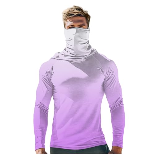 Cambkatl Fishing Hoodies for Men with Face Mask - Fashion Gradient UPF 50 + Sun Protection Long Sleeve Outdoor Hiking Shirts