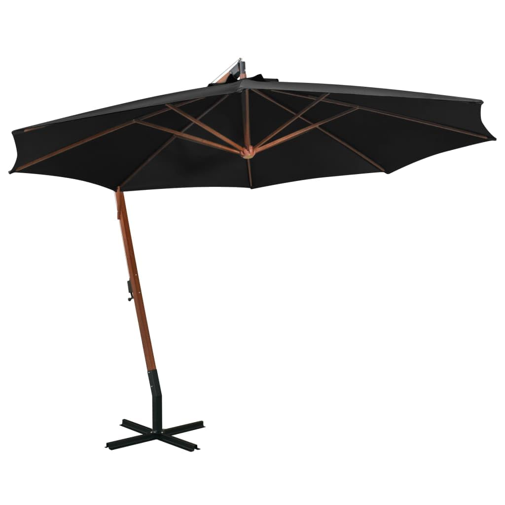 Parasol przeciwsłoneczny z terakoty, 3,5 x 2,9 m, wykonany z litego drewna jodłowego, z ochroną przed promieniowaniem UV, korbą, przegubem zginanym, stabilnym stojakiem na parasole do ogrodu