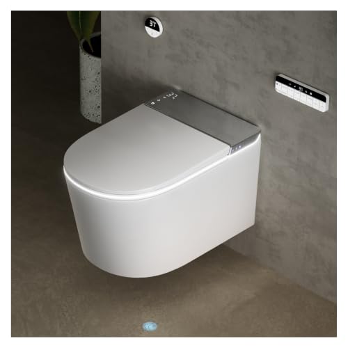 Image of #G837 Luxury Wall Hung Smart Toilet Combo, Elongated Smart toilet, Built in Bidet Seat, Auto Flush, Auto Open /Close Lid, Heated Seat, Warm Water /Dryer,White (Include In-Wall Frame Bracket)