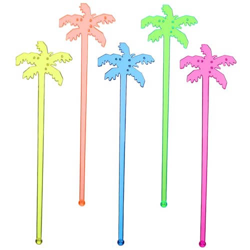 DINHEAROM 150Pcs Coconut Tree Swizzle Sticks Reusable Decorative Drink Stirrers for Cocktails Juice Beverages Ergonomic Design for Bars Parties