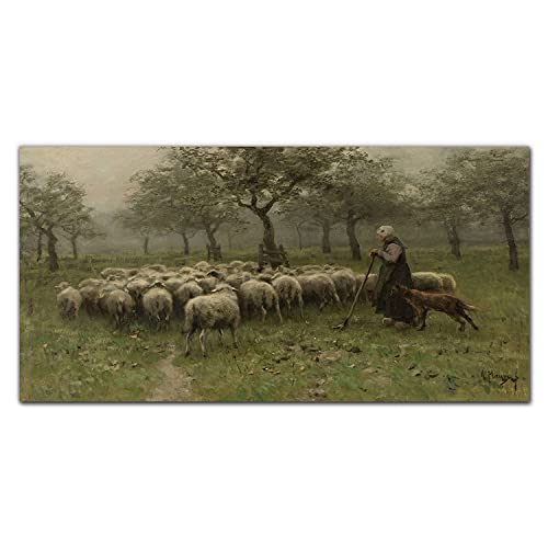 Tableau sur toile Berger de mouton 140x70cm, impression image décoration murale