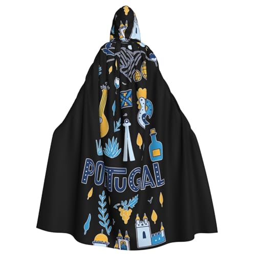 Cxzmnba Costume culturel du Portugal unisexe pour cosplay, Halloween, cape à capuche pour fête, robe d'uniforme pleine longueur