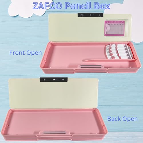 Image of ZAFCO Plastic Magnetic Pencil Box Cartoon Theme For Kids Boys Girls School Going Children Stationaries Organizer Birthday Return Gift School Supplies (Pack Of 1) - Pink