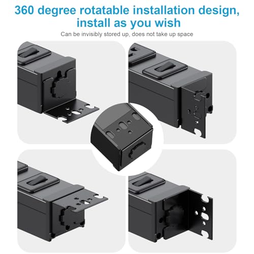 Regleta de poder metálica con rotación de 360°, 8 salidas, montable en pared, 6 pies, color negro, protector contra sobretensiones de 1200 J, 15 A, 125 V, 1875 W miniatura 4