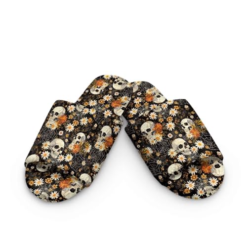 Forchrinse Halloween Slippers for Women Men Open Toe House Slipper Memory Foam Fuzzy Slipper for Spa Hotel Travel