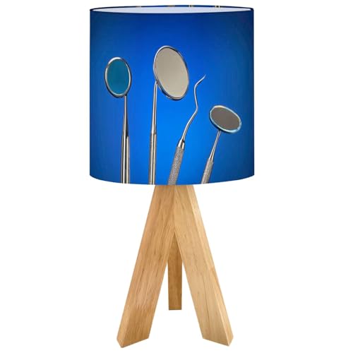 JCFANGALLERY Cute Kids Bedside Desk Table Lamp Chrome Dental Tools Blue dentals Pictures Children Nightstand Lamp, Tripod Small Night Lights Linen for Nursery Room Bedroom Dorm Decor