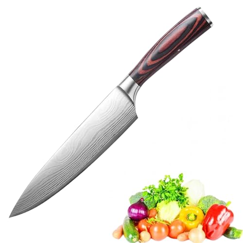 Image of 8Inch High Carbon German Stainless Steel Kitchen Chefs Knife for Cutting, Chopping, Dicing, Slicing, Mincing, Professional Cooking Knife with Ergonomic Handle & Sharp Blade(1-Knife-Without Box)