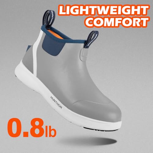 Men's Deck Boots, Anti-Slip Saltwater Fishing Waterproof Rain Boots, Rubber Boots High Traction and Performance Shoes for Sailing and Outdoors (Size 7-14)2