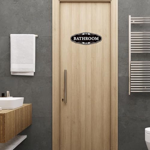 bathroom sign sticker for business and homeself-adhesive cute bathroom decor for doorwaterproof vinyl restroom sign for homeofficeshopblack