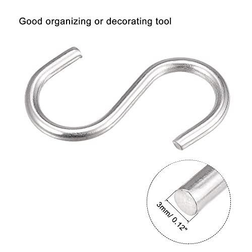 Image of uxcell S Hooks 1.57 inch Long Stainless Steel Hanger for Hanging Objects in Kitchen, Garden, Bathroom, Garage 16Pcs