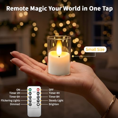 Image of Rechargeable Flameless Candles with Timer Remote | 1.7 inchx2.6 inch Clear Acrylic LED Tea Lights Candles,Small Votive Electric LED Candles for Home Wedding Holiday Decor(6 Pack)