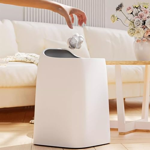 Caneca de basura y reciclaje moderna de plástico blanca 10 L miniatura 3