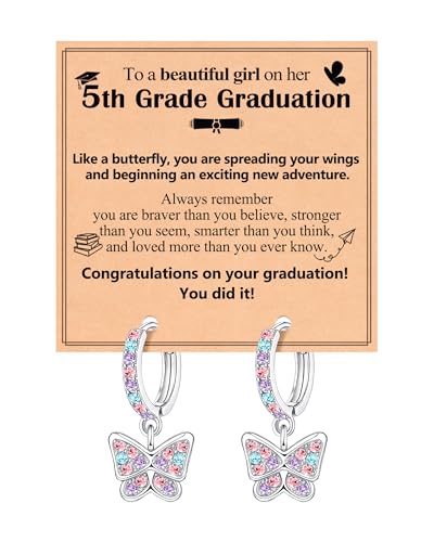Image of Hypoallergenic Butterfly Hoop Earrings for Granddaughter /Daughter