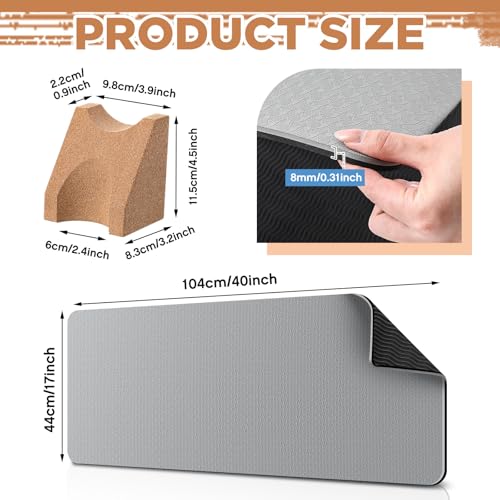 Image of Klyyo 41 In Guitar Mat with Neck Rest, 8mm Extra Thick TPE Non Slip,Grey | Dual Height Cradle for Bass Guitar, Repair Bench Pad for String Change Cleaning, Fits Acoustic Electric Ukulele