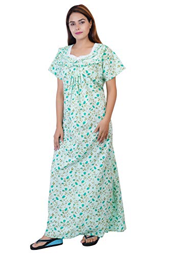 Image of Himanshu Handloom Women's Cotton Block Print Knee Length Nighty