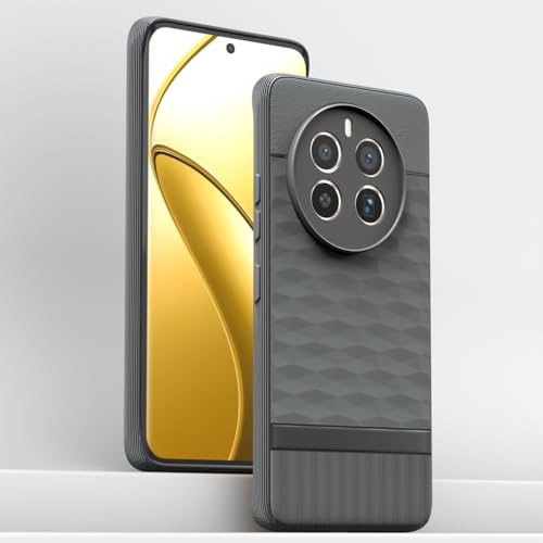 Image of Pikkme Back Cover for Realme 12 Pro 5G / Realme 12 Pro Plus 5G Camera Protection 3D Hexa Cube Design Silicone Protective Bumper Case (Grey)