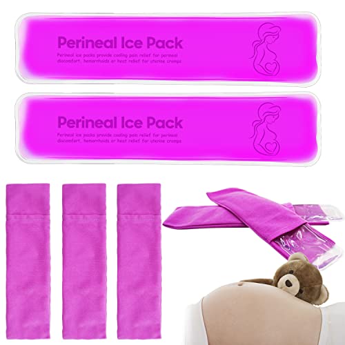 Image of Reusable Perineal Cooling Pad for Postpartum & Hemorrhoid Pain Relief,Hot and Cold Pads for Postpartum Essentials, Hot & Cold Packs for Women After Pregnancy and Delivery, 2 Ice Pack+3 Cover (Purple)