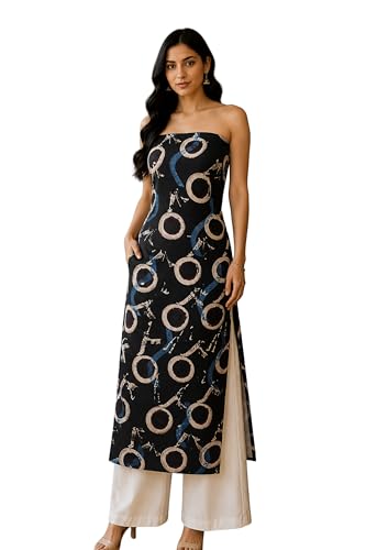 Image of Ethnics of Kutch Womens's Ajrakh Modal Silk Natural Dye Hand Block Print Unstitched Kurta Fabric