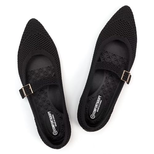 Frank Mully Women's Mesh Flats Mary Jane Shoes Pointed Toe