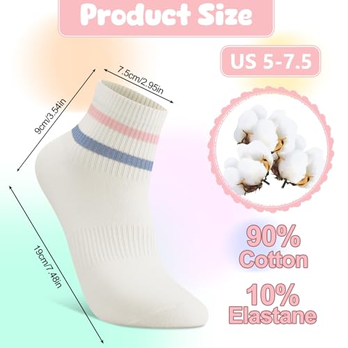 Jspupifip 8 Pairs Striped Athletic Socks for Women, Fashion Casual Breathable Athletic Cotton Socks, Crew/Ankle Optional2