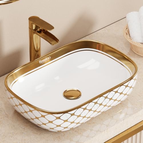 Image of BASSINO Premium 5 Inch Brass Waste Coupling /Washbasin Drainer /Rust-Proof Pop-Up for Basin /Drain Stopper for Tabletop, Wall-Mount & Pedestal Wash Basins(Glossy-Golden)