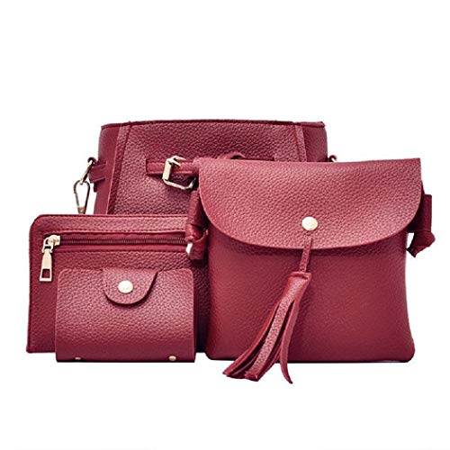 Preisvergleich Produktbild Biuday Damen 4 Pcs Handtasche Brieftasche Schultertasche Schulterbeutel Umhängetasche Schulter Crossbody Taschen Set
