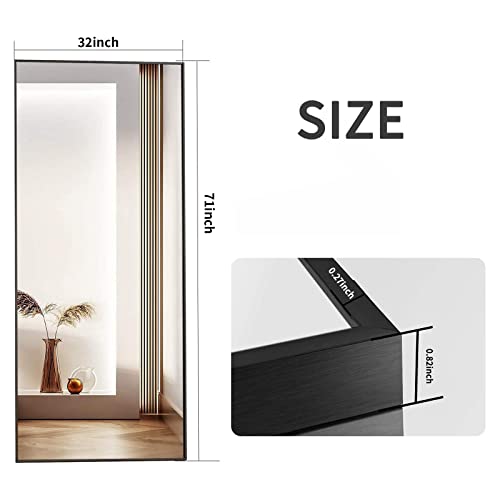 Image of BEAUTYPEAK Full Length Mirror 32 inchx71 inch, Rectangle Large Full Body Floor Mirrors, Dressing Wall Mirror with Aluminum Alloy Thin Frame for Living Room, Bedroom, Black