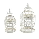 Deco 79 Metal Scroll Birdcage Distressed Wire with Latch Lock Closure and Hanging Hook, Set of 2 21
