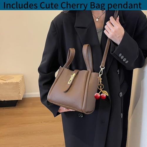 Trendy Bucket Crossbody Bag for Women Designer Handbags women Tote Bag for Women Shoulder bag with Cute Cherry Bag pendant3