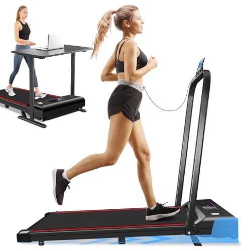 Cinta de Correr Eléctrica con Inclinación, 3.0HP Cinta de Andar portabilidad para el Hogar Debajo del Escritorio, Pantalla LED, 1-6 km/h, con Audio Bluetooth, Mando a Distancia y App