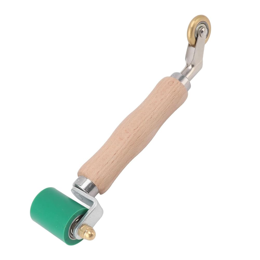 Rouleau de Couture de Papier Peint de 40 mm en Acier, Poignée en Bois Rouleau de Couture en Silicone Roue en Laiton à Double Usage pour le Soudage Du PVC B Facile à Transporter