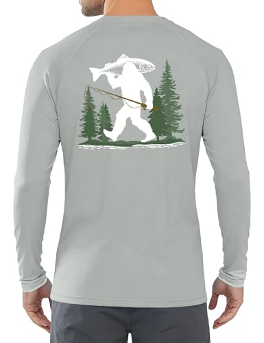 Image of Men's Rash Guard Long Sleeve, UPF 50+ UV Protection Sun Shirt, Quick Dry Lightweight T-Shirt for Fishing Swim Surf