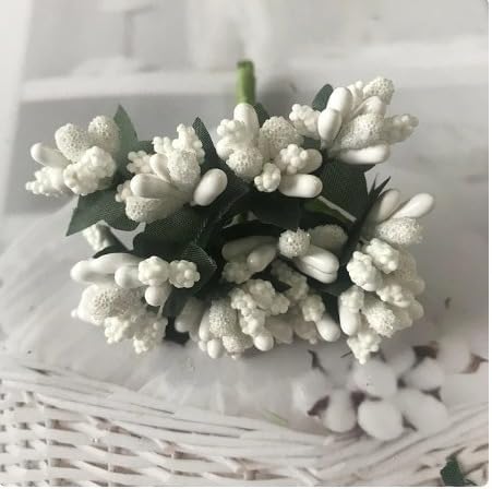 Image of SATYAM KRAFT 24 Bunch Decorative Artificial Pollen Flower Perfect for Tiara, Wedding Jewelry & DIY Making Flowers for Bouquet, Hamper, Trousseau Decoration Items(24 Bunch of 288 Pollen Each)