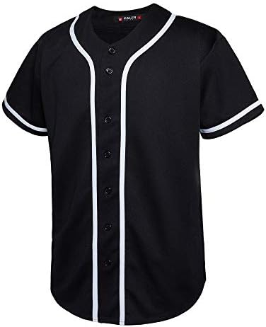 EALER BJ80 Series Mens Baseball Jersey Button Down Shirts Short Sleeve Hipster Hip Hop Sports Uniforms