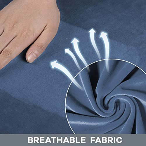 WEERRW Housse Canapé Velours Extensible Anti‑dérapante Bleu Clair M 139‑188 cm
