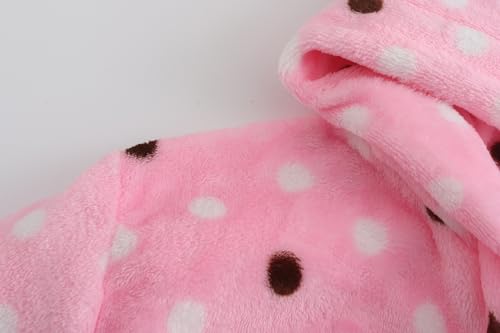 Image of Boys Girls Bathrobes Soft Hooded Bathrobes Sleepwear robe for Girls boys (Pink Dots, 7-8 Years)