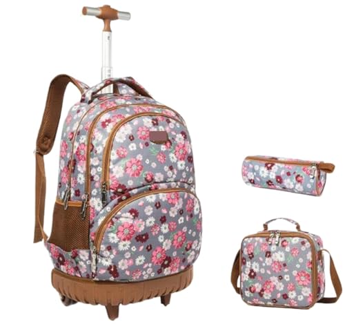 WLIHDB Mochila con Ruedas Mochila con Ruedas for niños, Mochila Escolar, for niñas para Hombre Y Mujer(Brown)